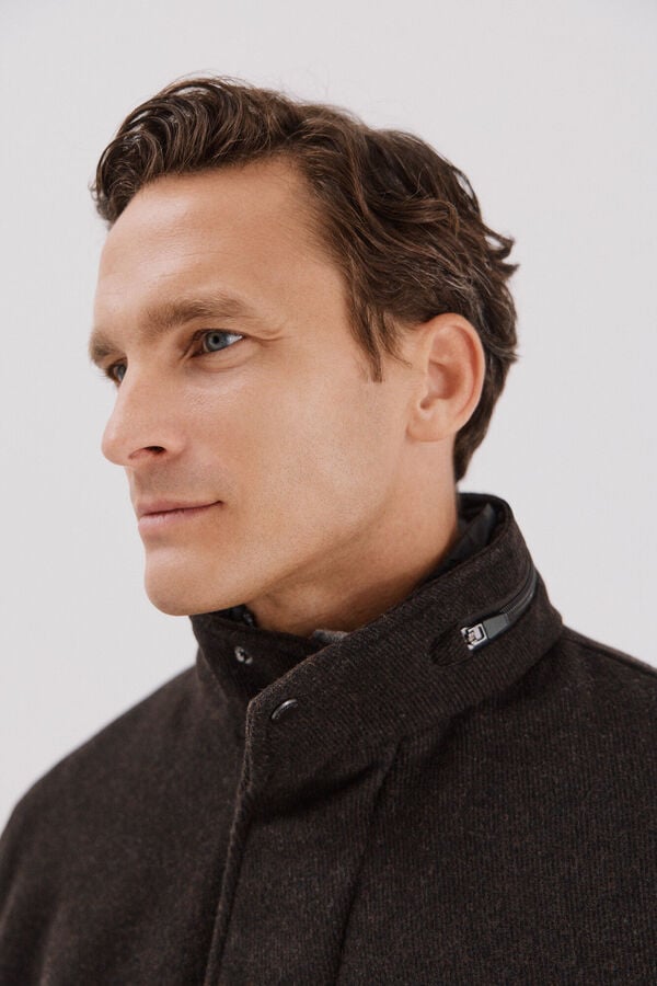 Cortefiel Abrigo vistas desmontables Marr&oacute;n oscuro