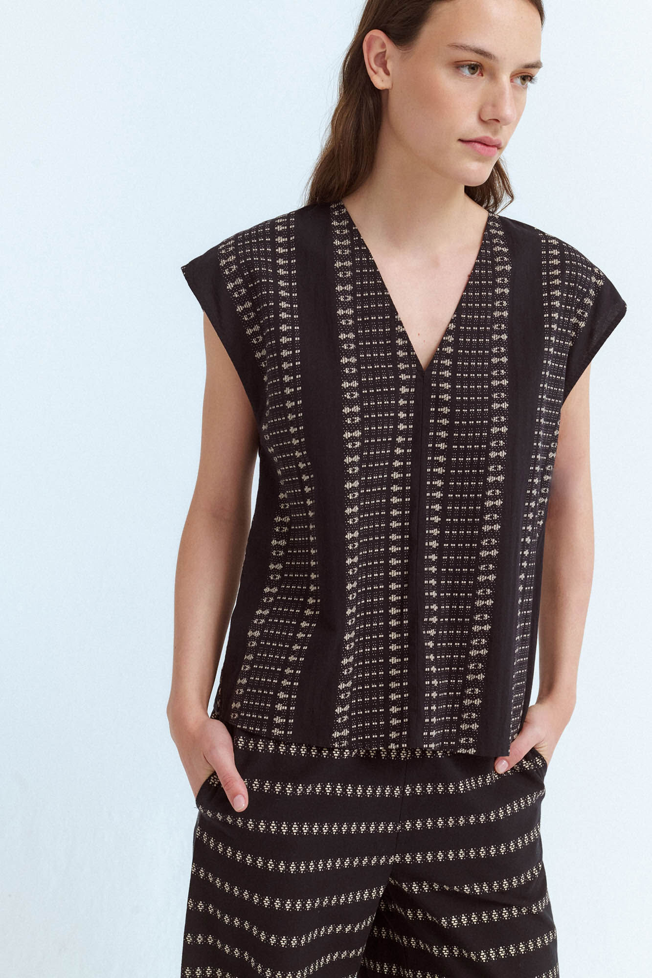 Vila Top manga corta estampado de algod&oacute;n org&aacute;nico