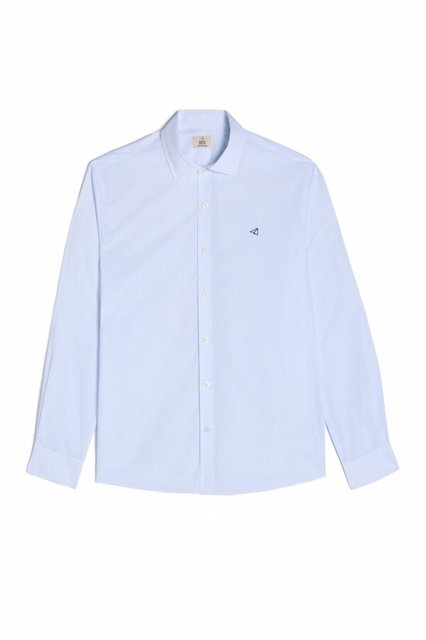 OOTO Camisa cuadro microventana manga larga Azul