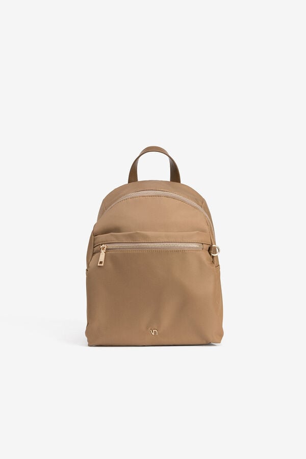 Vilanova Mochila com bolso de nylon Castanho