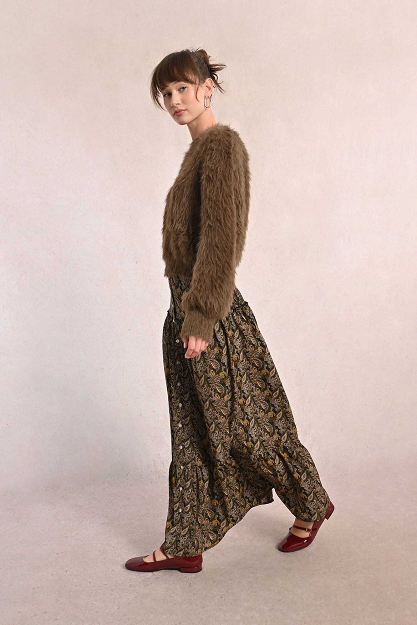 Molly Bracken Falda larga con estampado y volantes