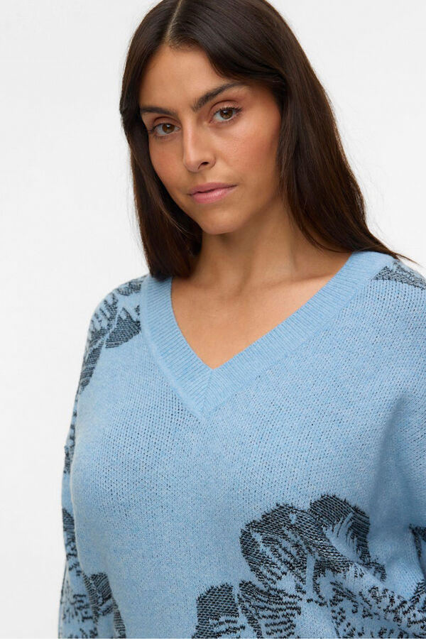 Vero Moda Curve Jersey de manga larga cuello pico Curve Turquesa