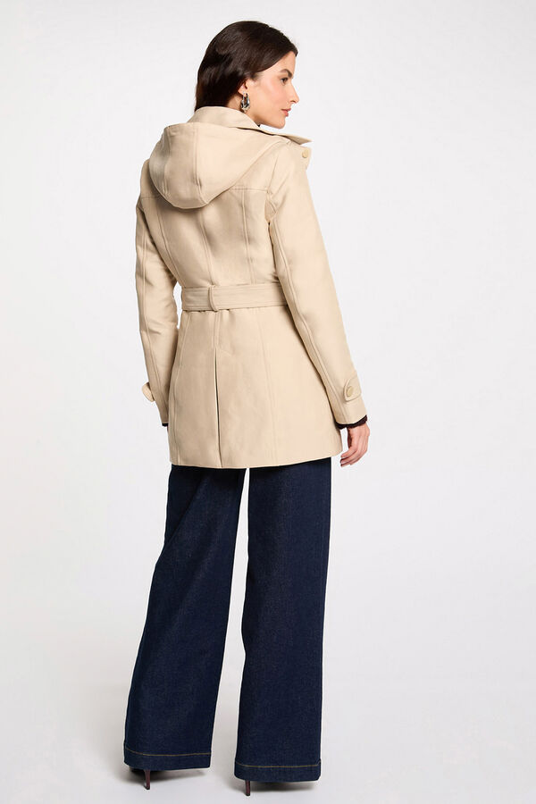 Morgan Trench coat justo com cinto e capuz Tostado
