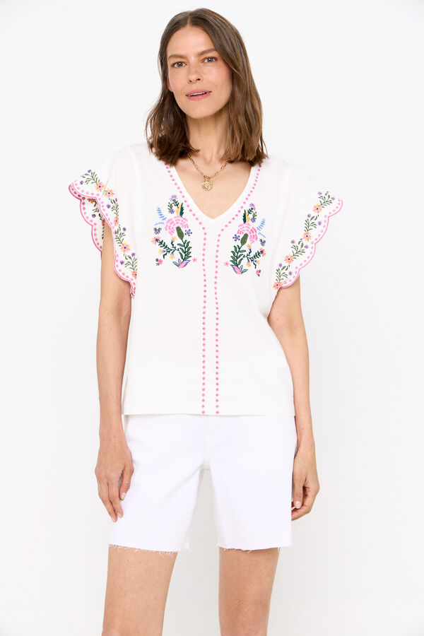 Cortefiel Camisola com detalhes bordados florais Branco