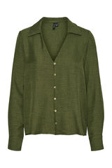 Vero Moda Camisa de manga larga escote pico Verde oscuro