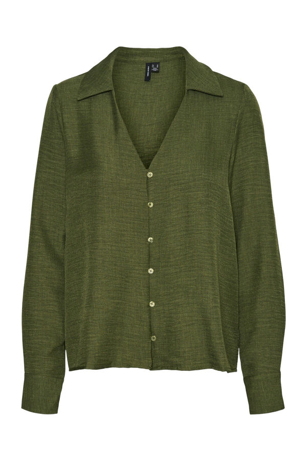 Vero Moda Camisa de manga larga escote pico Verde oscuro