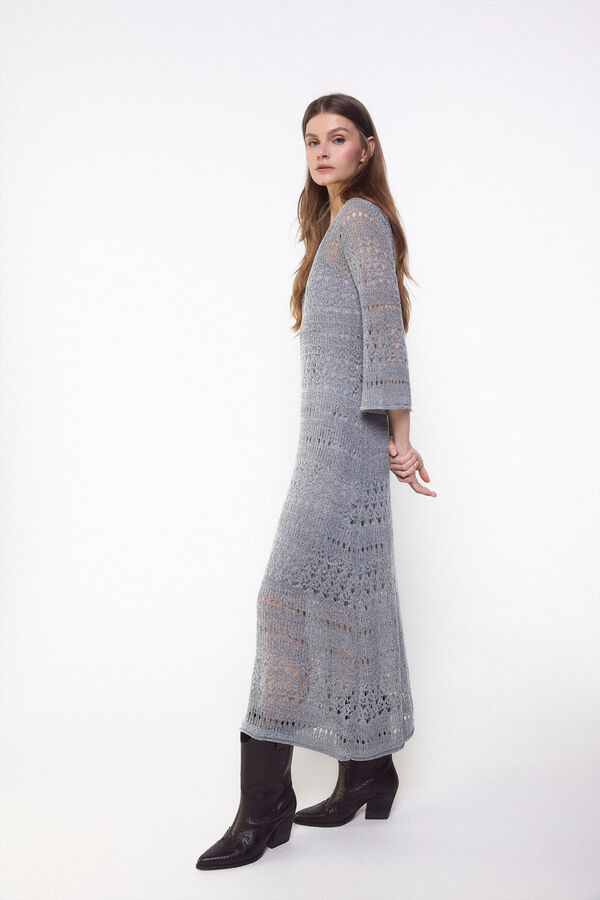 Slowlove Vestido de malha rendada Cinzento