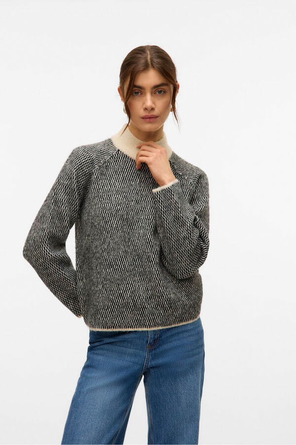 Vero Moda Jersey de punto cuello subido Gris