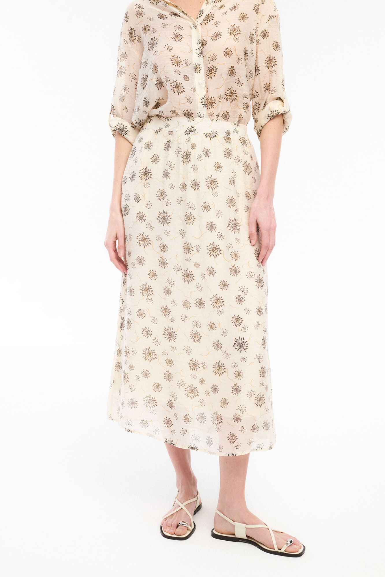 Vila Falda midi estampada con viscosa