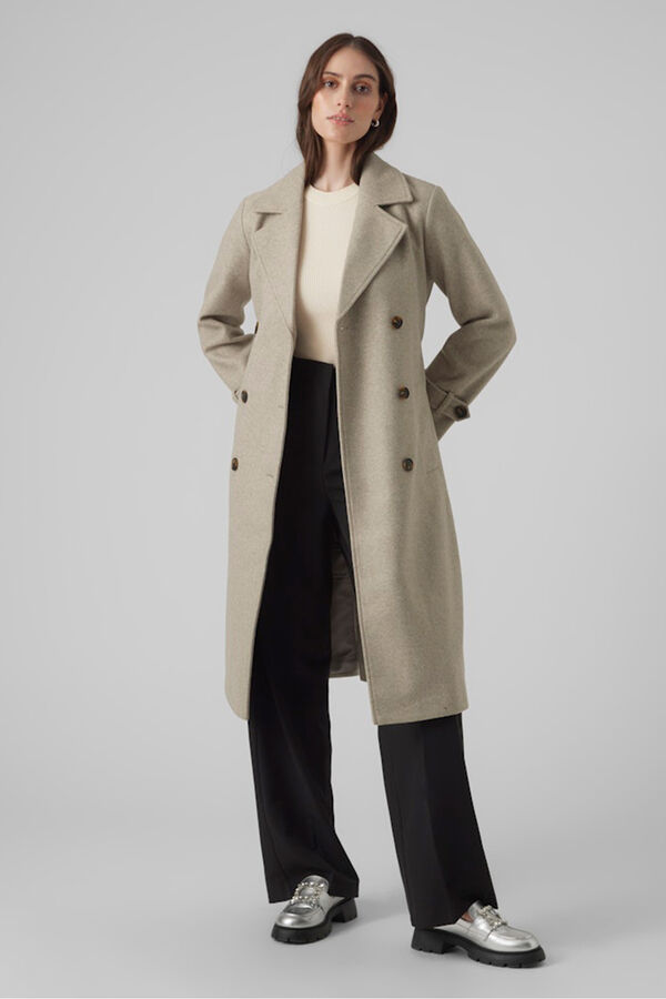 Vero Moda Abrigo de pa&ntilde;o manga larga Beige