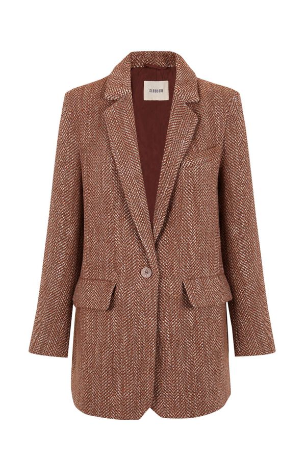 Slowlove Casaco Sobretudo blazer de espiga Castanho