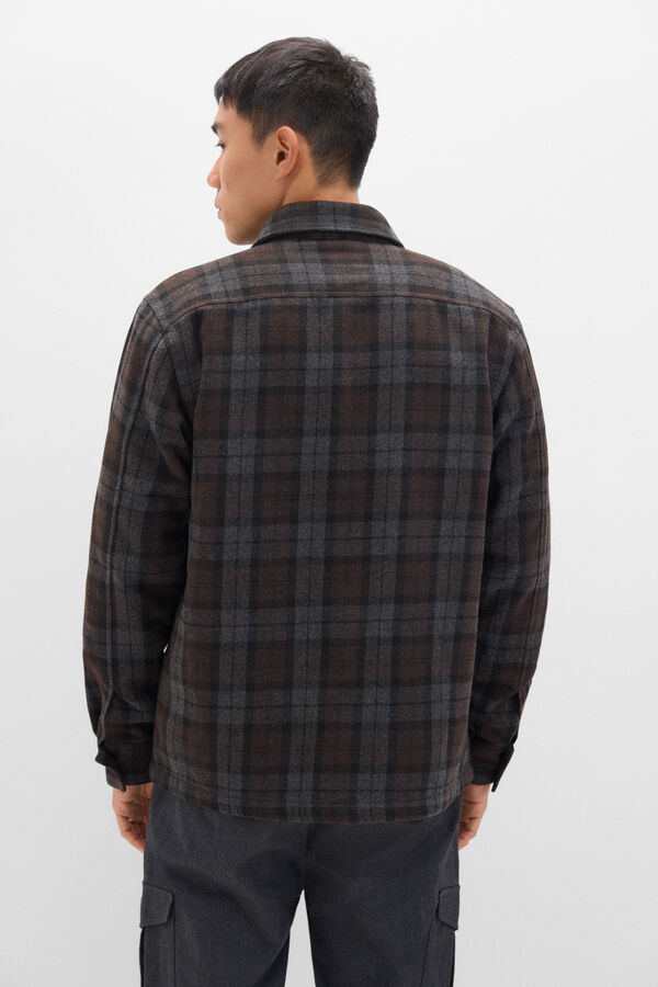 Cortefiel Sobrecamisa acolchoada xadrez Cinzento