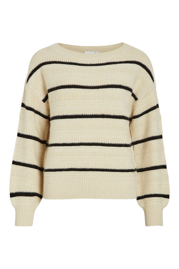 Vila Su&eacute;ter riscas com gola canoa Cinzento