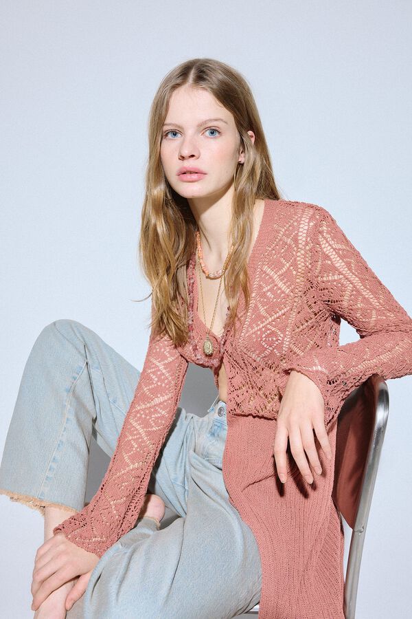 Slowlove Chaqueta punto larga Marr&oacute;n