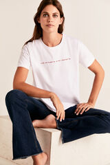 Cortefiel T-shirt texto bordado Branco