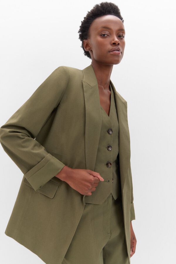 Cortefiel Blazer fluida Verde