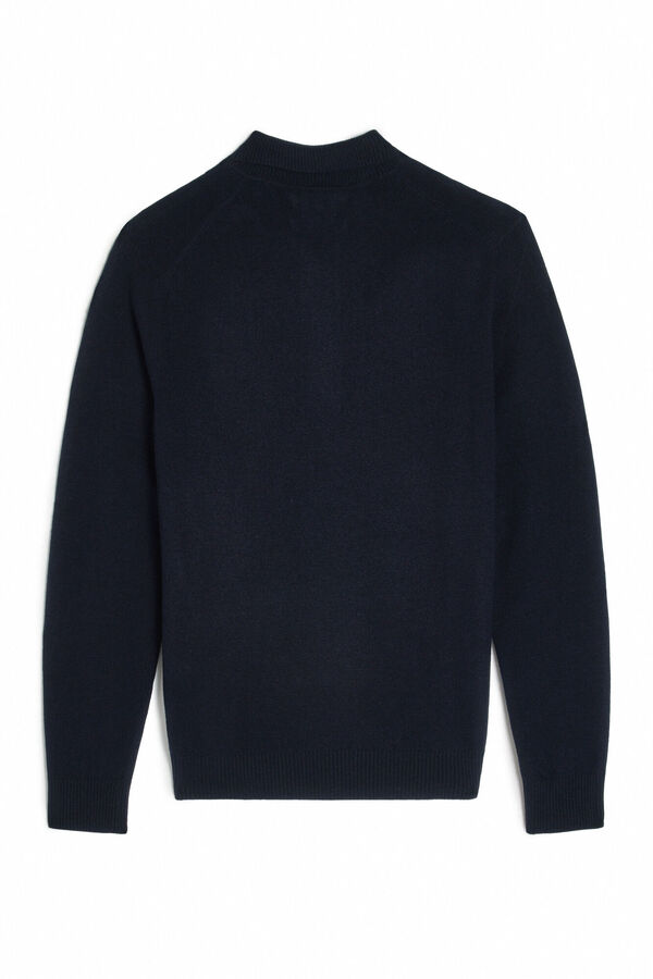 OOTO Suéter de algodão com gola polo Azul