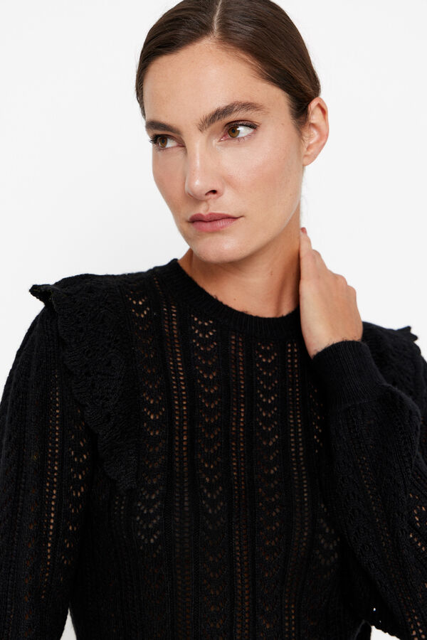 Cortefiel Jersey calados volante Negro