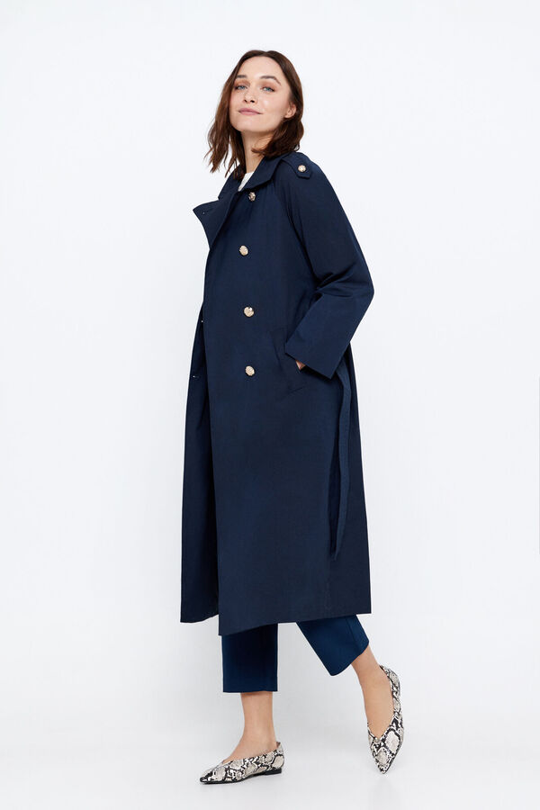 Cortefiel Gabardina larga marina Azul marino