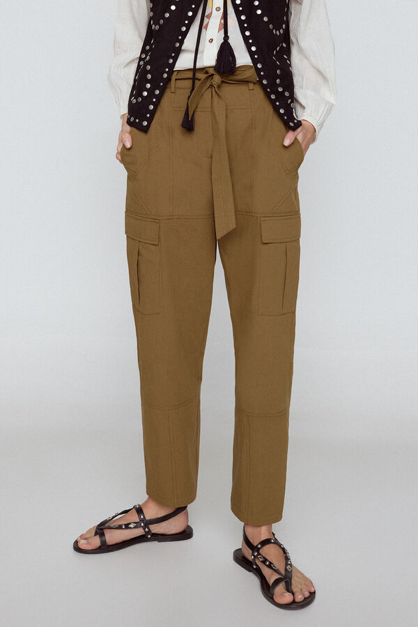 Slowlove Cal&ccedil;as retas cargo Verde