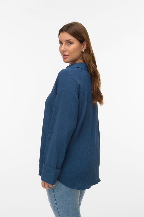 Vero Moda Curve Camisa de manga larga talla grande Azul marino