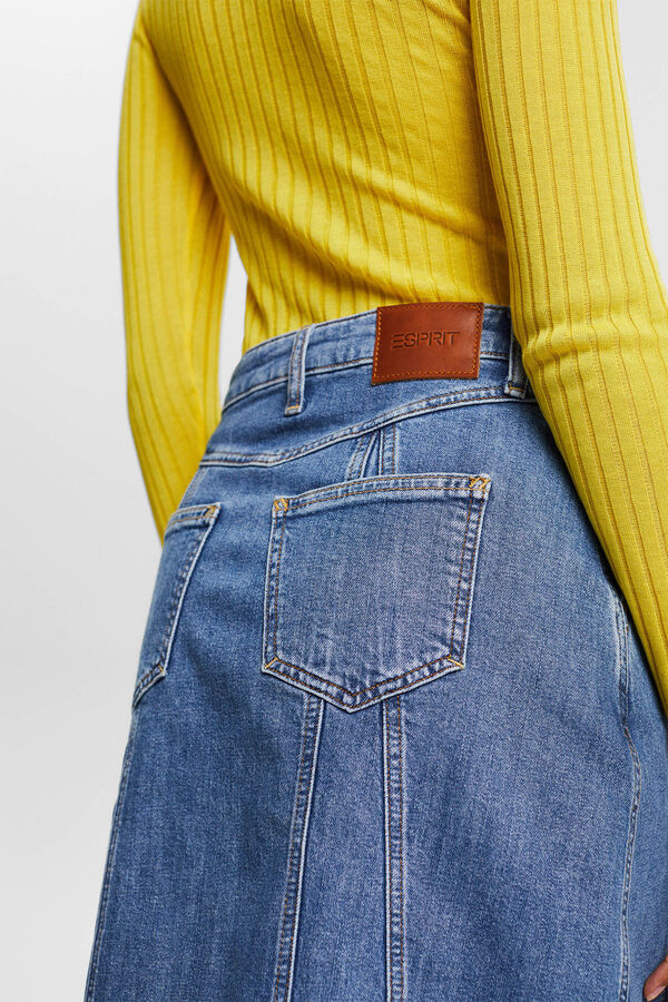 Esprit Falda vaquera midi botonadura frontal Azul