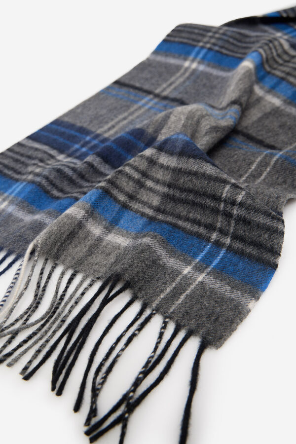 Cortefiel Bufanda tela cuadros Azul