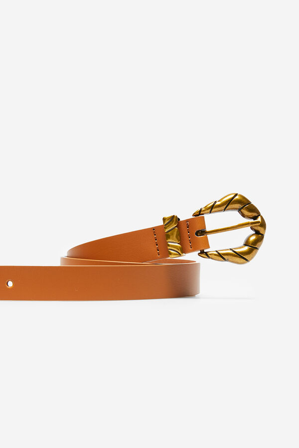 Cortefiel Cinto com fivela ondulada Castanho