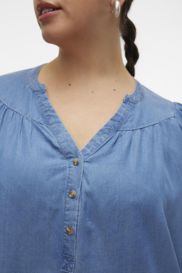 Vero Moda Curve T&uacute;nica de manga 3/4 (tamanho grande)  Azul