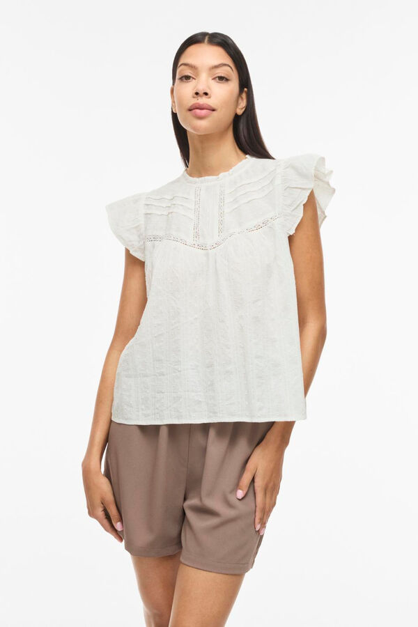 Vila Blusa de manga curta em algod&atilde;o org&acirc;nico Branco