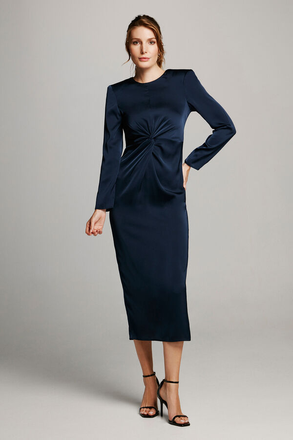 Vila Vestido midi Azul marino