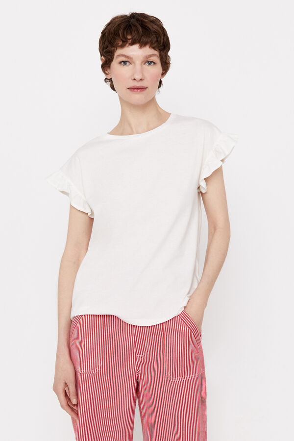 Cortefiel Camiseta volante Blanco