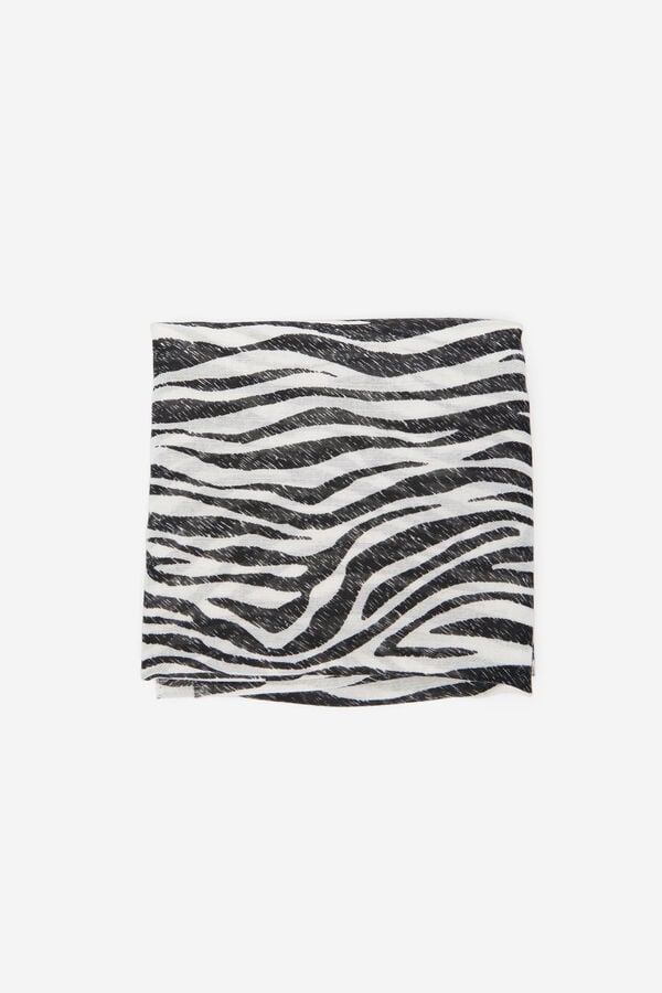 Cortefiel Fular con estampado de cebra Estampado blanco