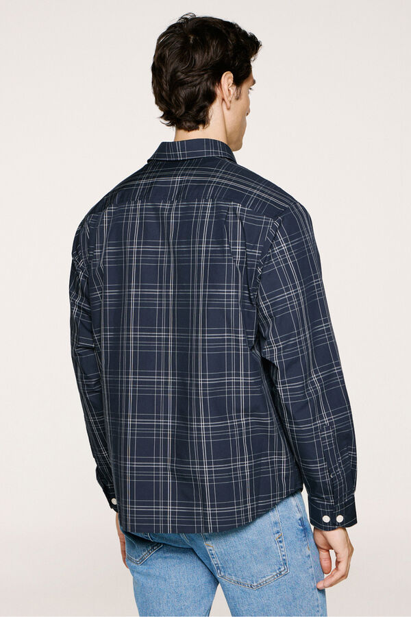 Selected Camisa de cuadros popel&iacute;n. Azul marino