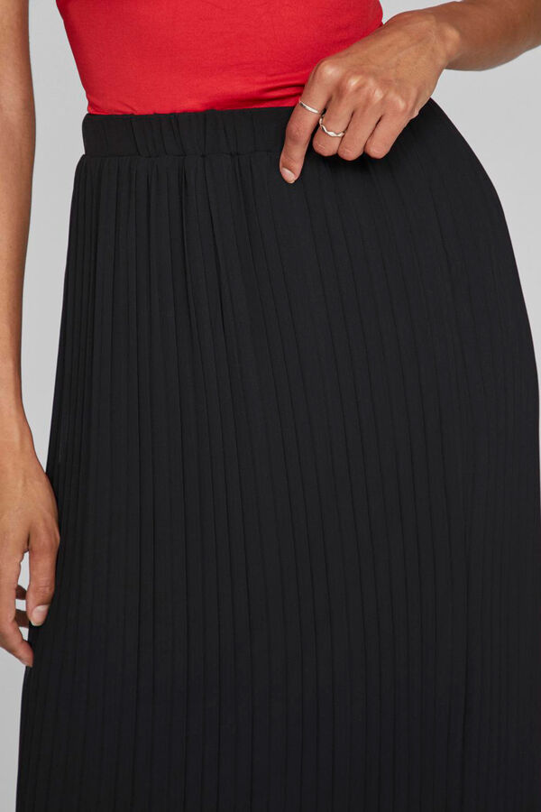 Vila Saia midi plissada Preto