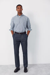 Cortefiel Camisa rayas oxford slub Azul oscuro
