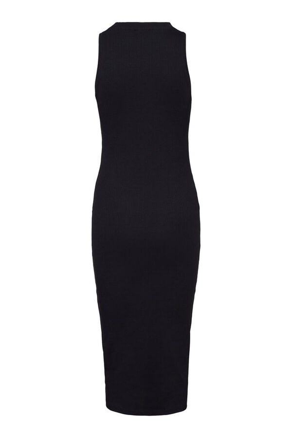 Cortefiel Vestido midi canelado  Preto