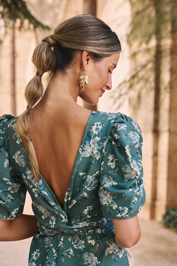 Pol&iacute;n Et Moi Vestido con flores Verdena Kaki