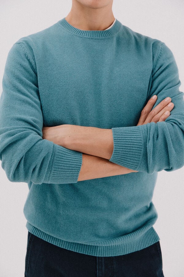 Cortefiel Jersey lana lambswool cuello redondo Azul
