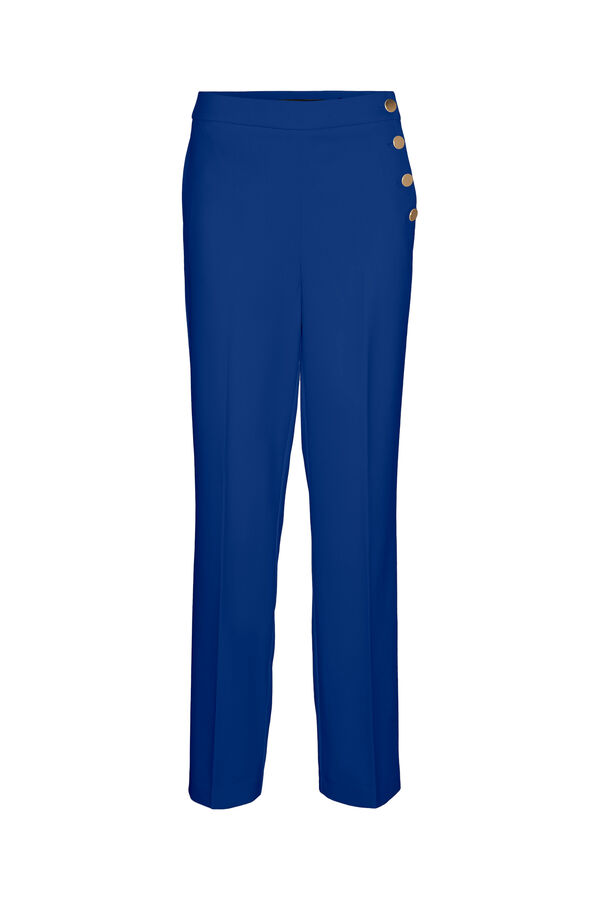 Vero Moda Pantalones largos con botones laterales Azul