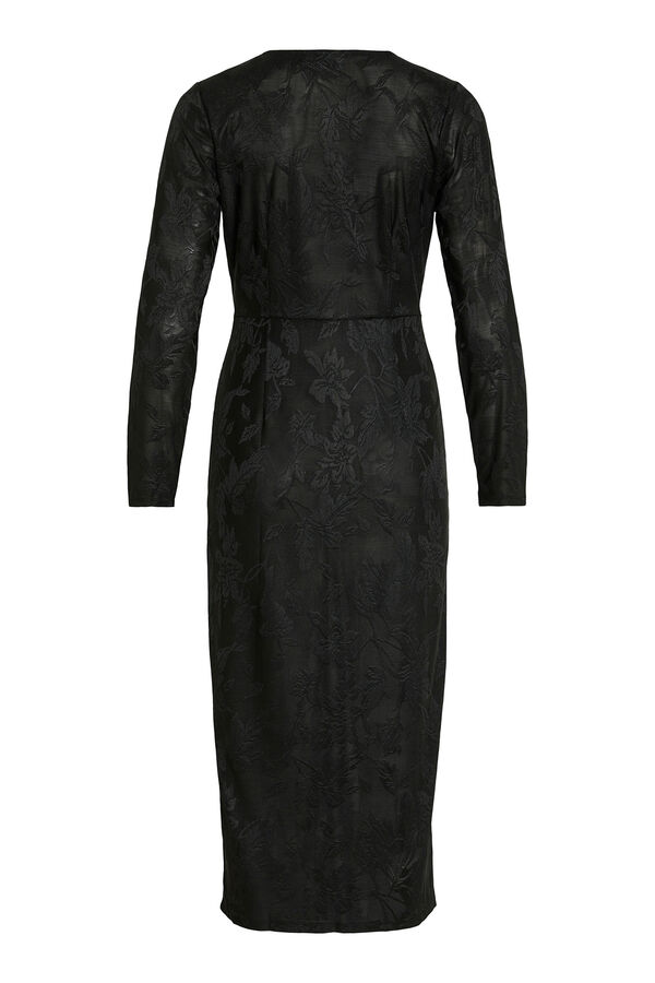 Vila Vestido midi jacquard Negro