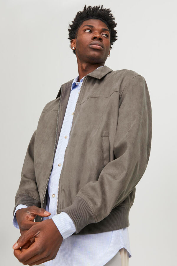 Jack & Jones Casaco bomber com gola de camisa Cinzento