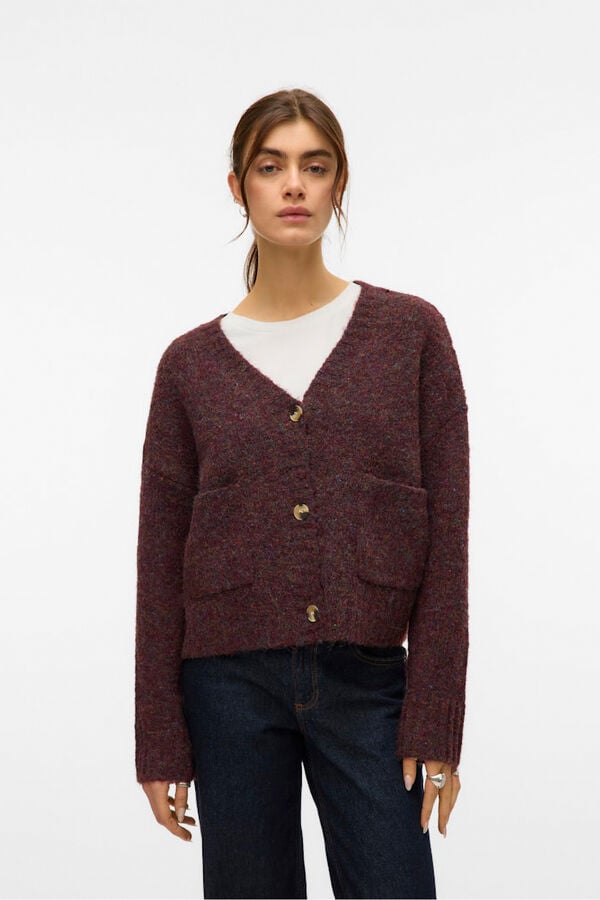 Vero Moda Casaco de malha curto de manga comprida com bolsos Roxo