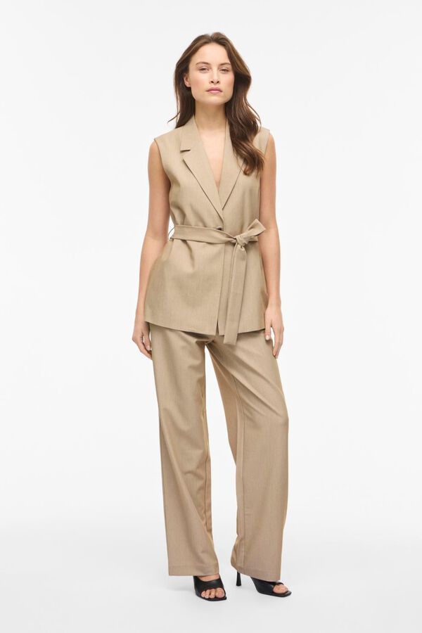 Vila Chaleco de vestir con lazada Beige