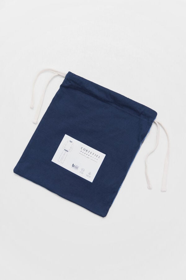 Cortefiel Set de pijama punto y tela Azul