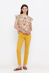 Cortefiel Pantal&oacute;n pitillo crop color Amarillo