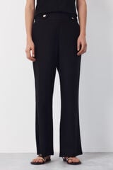 Cortefiel Pantal&oacute;n con lino con botones dorados Negro