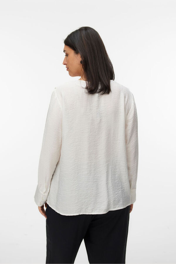 Vero Moda Curve Camisa de cuello volante talla grande Blanco