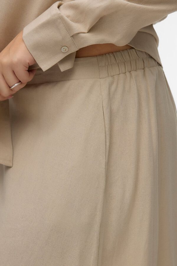 Vero Moda Curve Saia de linho 7/8 tamanho grande Tostado