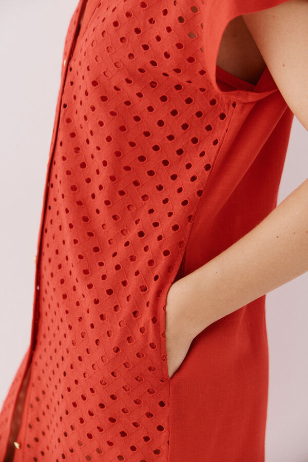 Cortefiel Caft&aacute;n camisa largo Rojo